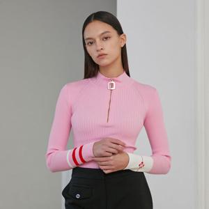 [에고이스트]소매 배색 반오픈 슬림 골지 PO(EQ1KL162)