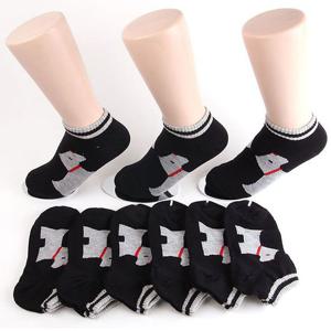 여성용 큰강아지 발목양말 검정(10족)