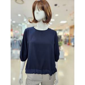 [아날도바시니]라운드 밴딩 벌룬 소매 5부블라우스 AY04BL40W1