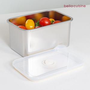 벨라쿠진 2100ml 스텐 직사각 밀폐용기 냉장 냉동 반찬통 밧드