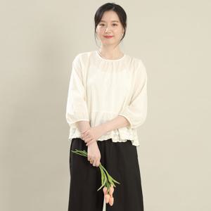 애비뉴투지 엄마옷 레이스 셔링 아사면 루즈핏 봄 여름 이너 티셔츠 A04547