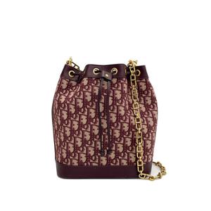 [엘러브]디올 오블리크 캔버스 버킷백 미듐 버건디 금장 2ET1896