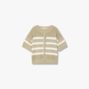 [지컷]펀칭 레터링 스트라이프 가디건 7255250104