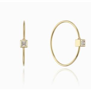 [로이드] 주문제작 L-Carat 모던브리티시 프린세스컷 14k 후프이어링 LOFL2013G