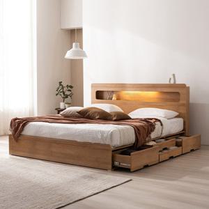 삼익가구 얼스 LED 4단 수납 침대(텐셀 독립스프링 매트리스-라지킹)