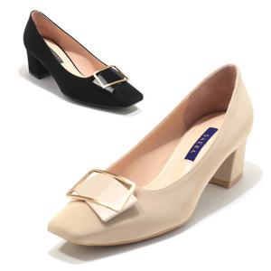 [세라] 구두 여성화 스퀘어토 펌프스 S23P807 베이지 블랙 5CM
