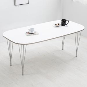 퓨리 HPL 실버엣지 1800X900 타원형 스탠드 테이블 6인 주방 식탁 카페 인테리어 회의