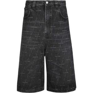 발렌시아가 다이애그널 올오버 로고 데님 버뮤다 168745