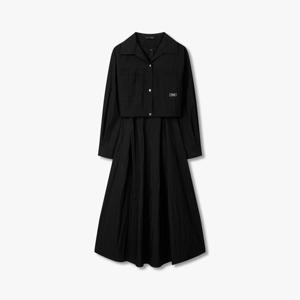 [지컷]라벨 포인트 셔츠 레이어드 원피스 7255137107