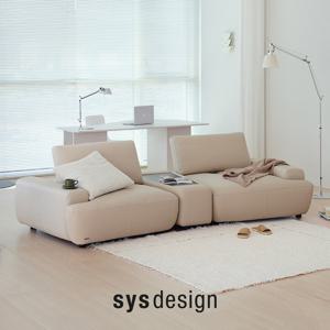 [11.24-30 GS블랙위크세일][시스디자인] 블로우 천연면피가죽 3인 스윙 모듈 소파 + 테이블