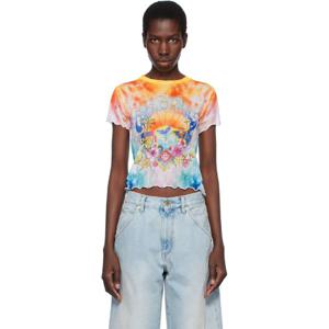25 FW 카사블랑카 여성 멀티컬러 서프 트립 타이다이 메시 티셔츠 251195F110010