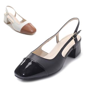 [세라] 여성화 데일리 투톤 슬링백 C23G402 블랙 아이보리 4CM