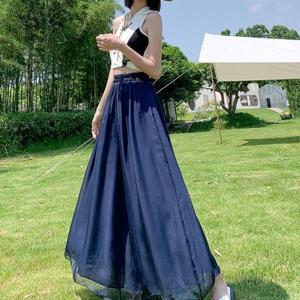 와이드팬츠 밴딩 치마바지 쉬폰통바지 F006647 빅사