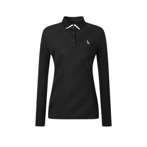 헤지스골프  (HWTS5B302BK) 블랙 패턴 긴팔폴로티셔츠