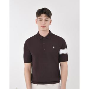 헤지스 골프 25SS 선물추천브라운 남성 헤리티지 피케 반팔 카라 니트 HUSW5B312W3