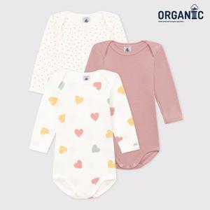 [쁘띠바또]쁘띠바또 베이비 오가닉 뉴멀티하트 바디수트 우주복 3PACK (NTF43NB50F_MC)