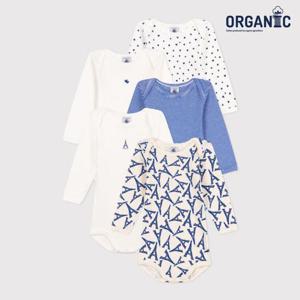 [쁘띠바또]쁘띠바또 베이비 오가닉 에펠타워 바디수트 우주복 5PACK (NTF43NB65F_BU)