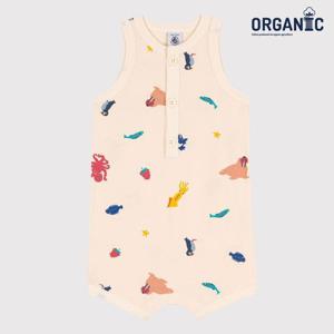 [쁘띠바또]쁘띠바또 베이비 오가닉 애니멀 패턴 슬리브리스 바디수트 우주복 (NTM41NB77F_MC)