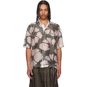 25 FW 드리스반노튼 남성 그레이   화이트 데생 프린트 셔츠 251358M192058