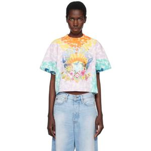 25 FW 카사블랑카 여성 멀티컬러 서프 트립 타이다이 티셔츠 251195F110011