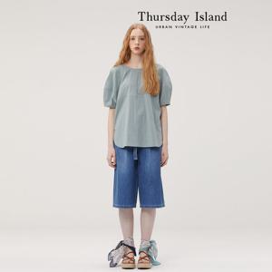 [Thursday Island] 라운드넥 코쿤핏 롱 블라우스(T234MBL631W)