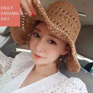 여성 챙모자 와이어 내장 자외선차단 썬캡 밀짚햇