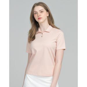 닥스 골프 여성 25SS PREMIUM 라이트핑크 소프트터치 면혼방 버튼 반소매 티셔츠 DNTS5B432P1