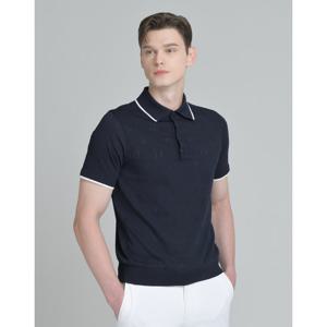 닥스 골프 25SS PREMIUM 네이비 로고패턴짜임 반팔니트 DGSW5B311N2