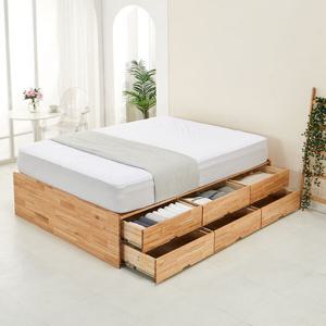 착불 네스트 참죽원목 무헤드 2단수납형 침대프레임SS