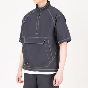 [후앙스] 오버핏 스트링 스티치 배색 반팔 아노락 PWJP2146