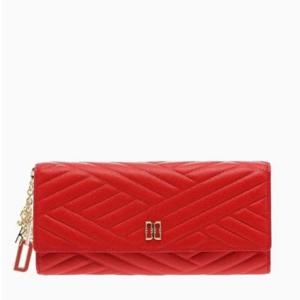 [닥스] 레드 칼라일 엠보 가죽 골드DD 3단 장지갑 DCWA5F261R2