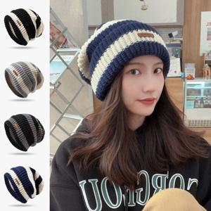 굵은 스티치 스트라이프 빅 비니 데일리 기본