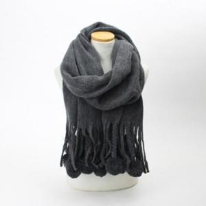 프랑 방울 니트 목도리(다크그레이) /겨울 니트머플러