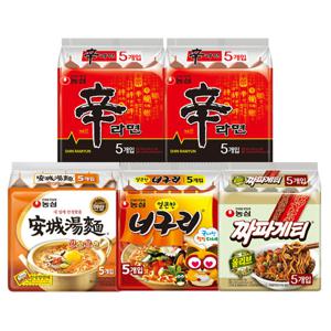 신라면 10입 + 안성탕면 5입 + 너구리 5입 + 짜파게티 5입 (총25봉)