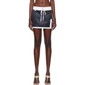 25 FW Julie Kegels 여성 네이비 새틴 미니 스커트 251277F090007