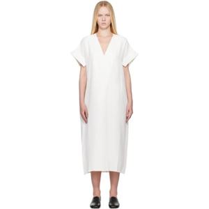 25 FW 스튜디오니콜슨 여성 오프 화이트 클레이 리넨 미디 드레스 251608F054006