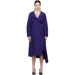 25 FW 토리버치 여성 퍼플 코튼 랩 미디 드레스 251352F054001