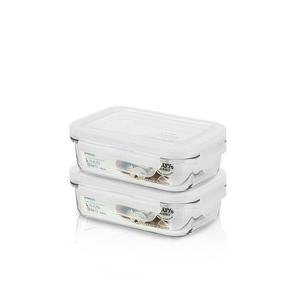 글라스락 화이트에디션 직사각 400ml 2조 세트