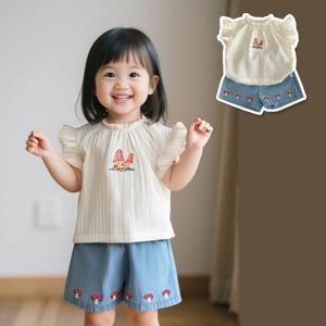 [조이멀티]SET프릴버섯 여아동 블라우스 반바지 상하세트 205780