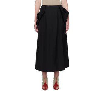 25 FW 까르뱅 여성 블랙 랩 그랭 드 푸드르 미디 스커트 251319F092004