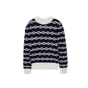 [엘러브] 에르메스 샹달 롱 슬리브 스웨터 40 블루/블랙 5HA0432