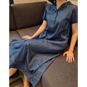 헤지스 여성  데님 원피스 네이비 HSDR5BS20N2