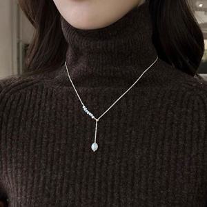 심플 언발란스 써지컬 실버 골드 담수진주 연장 목걸