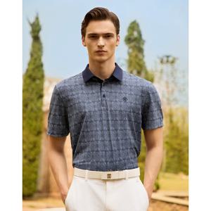 닥스 골프 25SS PREMIUM 네이비 로프 패턴 반팔 카라티 DGTS5B414N2