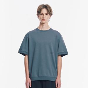 [스케쳐스 어패럴] 남성 더블 니트 반팔 맨투맨 티셔츠_SL3MTCFM021