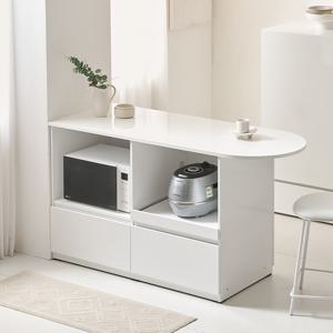 나무뜰 코디 E0 폭깊은 광파오븐 반타원 아일랜드 홈바 식탁 렌지대 수납장 1500X600 YDF228C (착불)