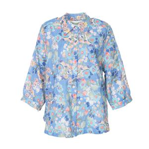 [몬테밀라노]아사면 잔꽃나염 카라블라우스 QL506B1641A