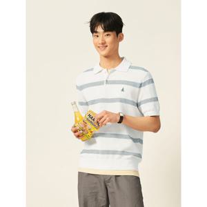 [빈폴멘] 볼드 스트라이프 칼라넥 니트 아이보리 (BC5451C420)