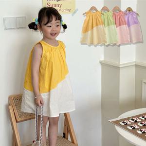 [조이멀티]라운드핀턱 여아동 투톤 나시 원피스 205764