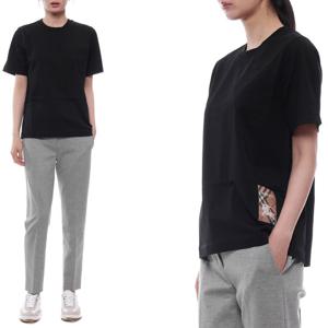 [버버리] 25SS 여성 체크 라벨 반팔티셔츠 (8104883 BLACK 25S)